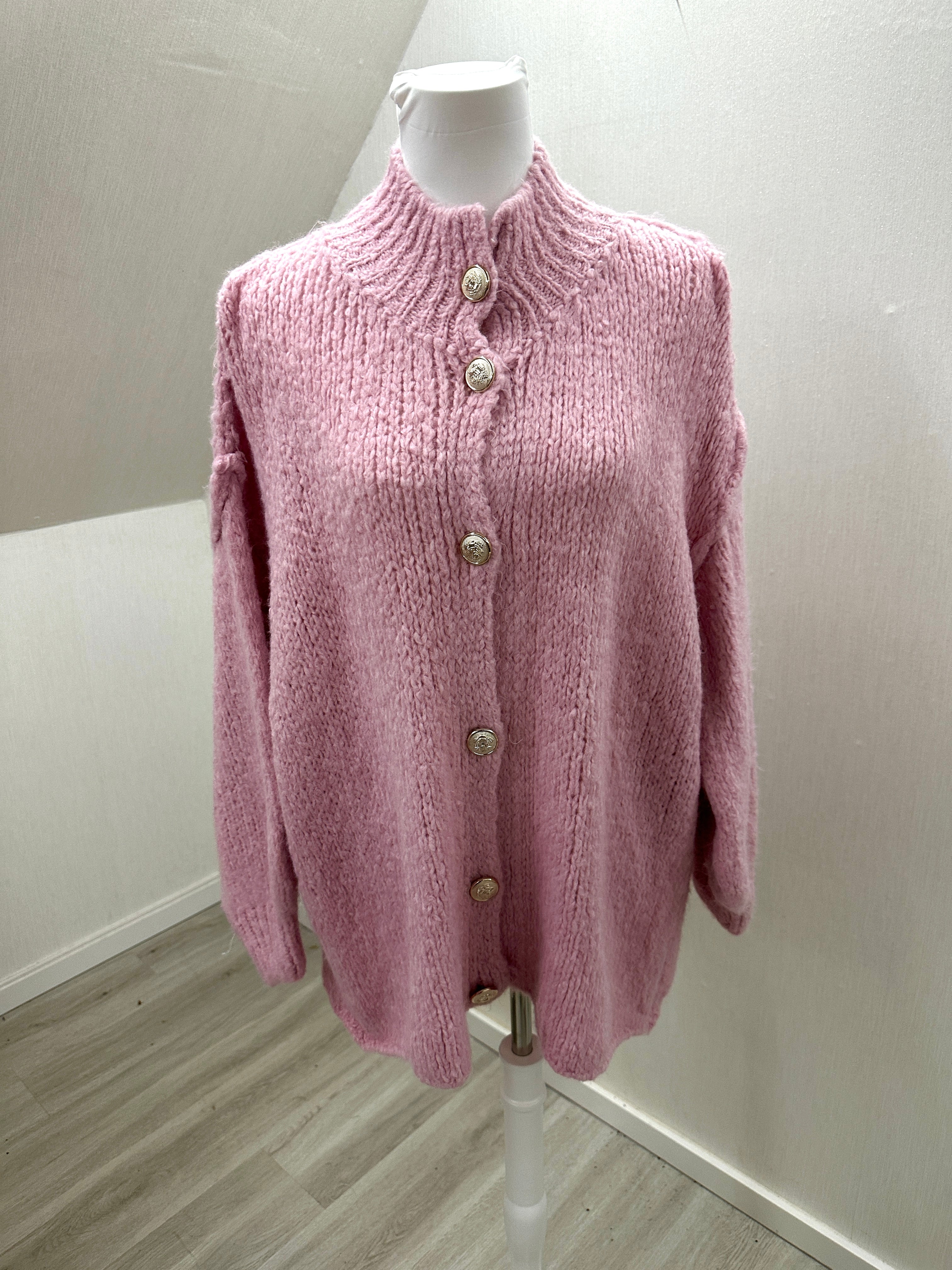 Oversize Cardigan mit Knöpfen rosa
