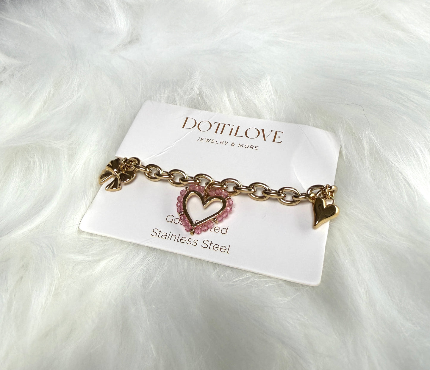 Heart & Charms Edelstahl Armband Gold - Feinraummode
